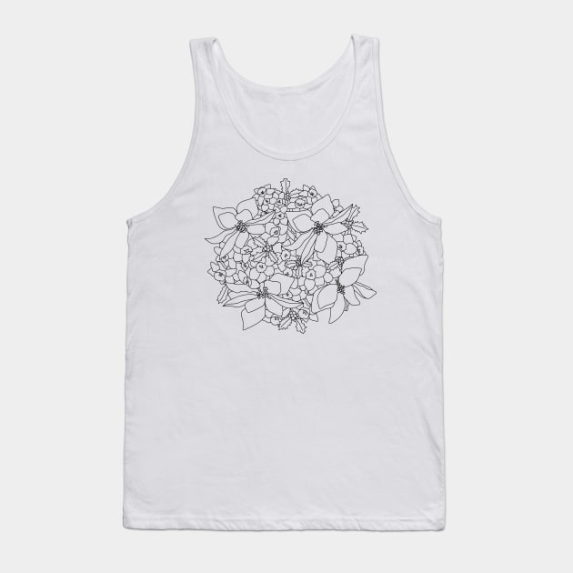 December Birth Month Flower Bouquet Drawing Tank Top by EKA Design